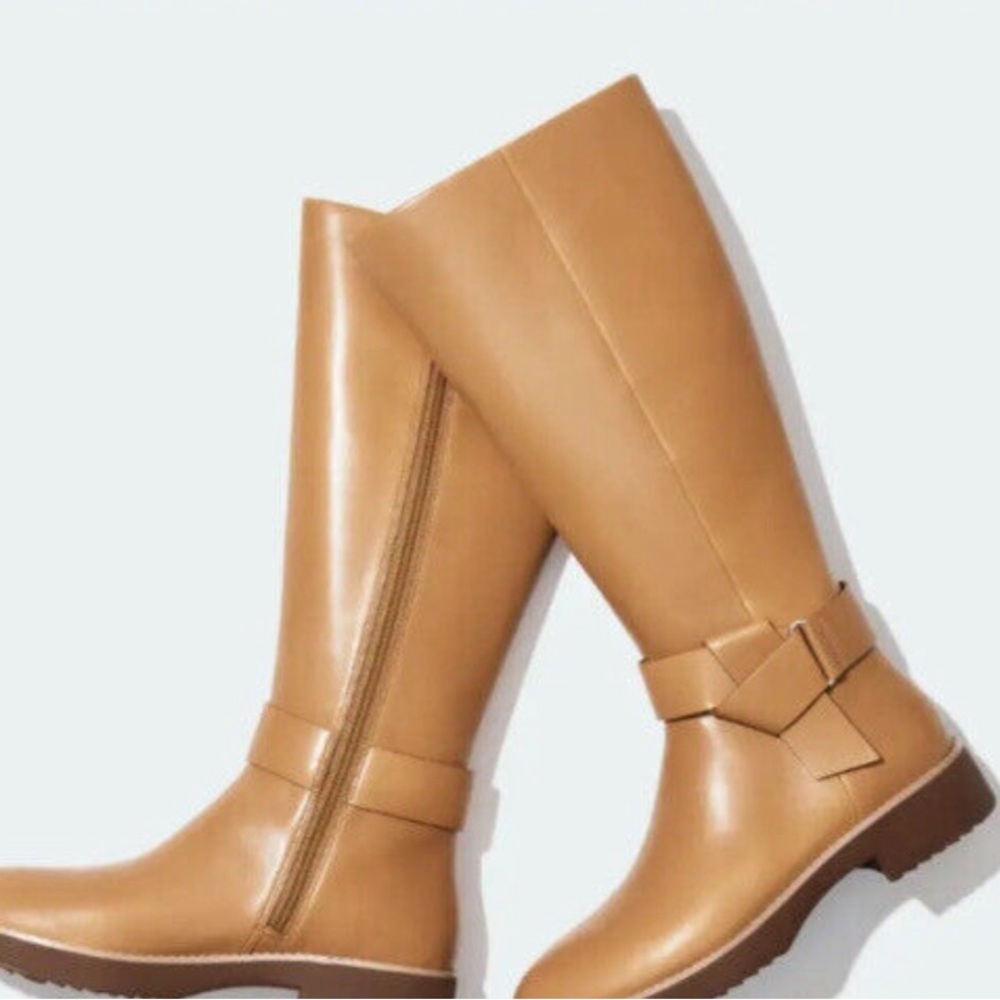 Fitflop Knot Ankle Knee High Leather Riding Boot - Mustard never worn brand new
